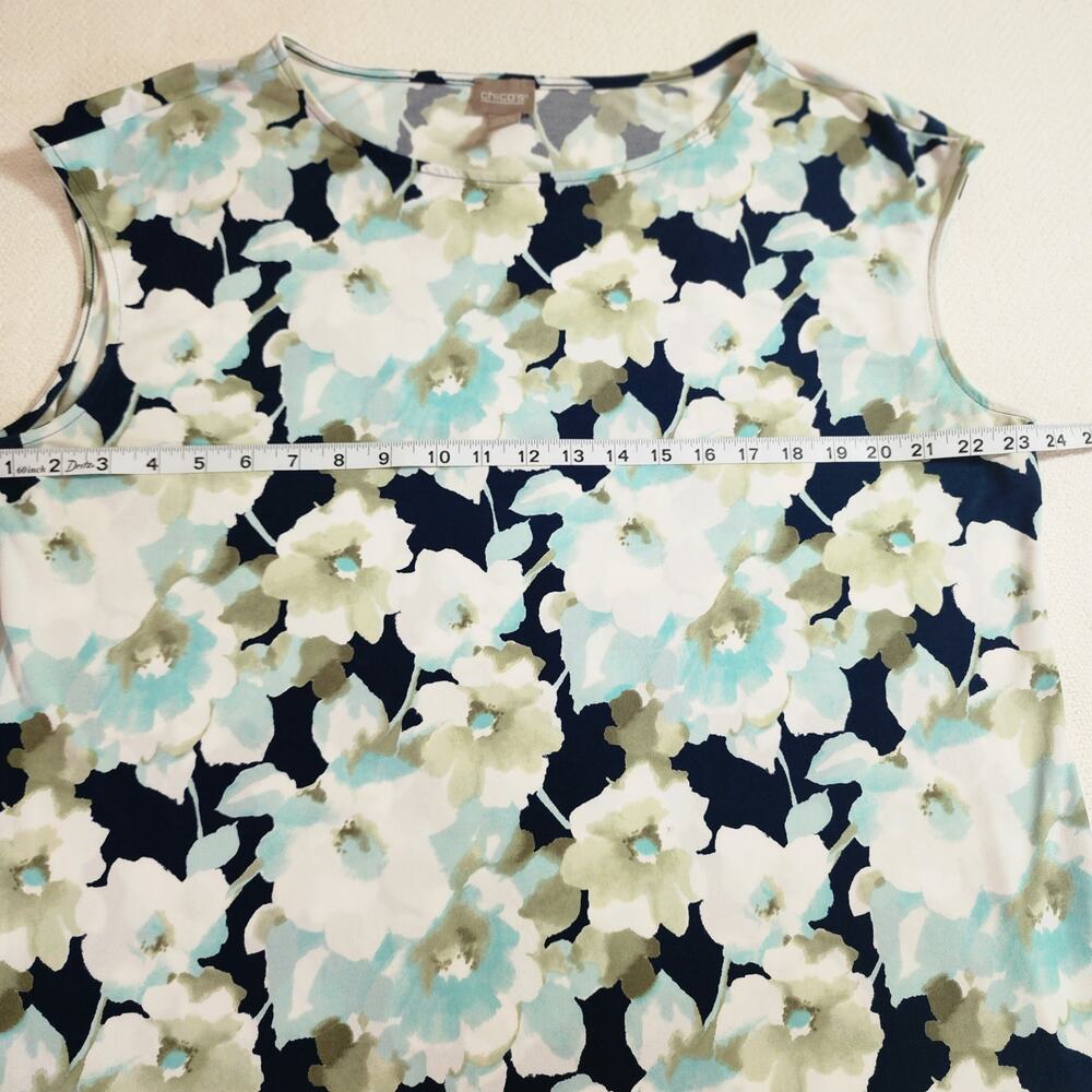 Chico's Size 3(16 US) Short Sleeve Watercolor Floral Pattern Knit Pullover Dress - Picture 4 of 10
